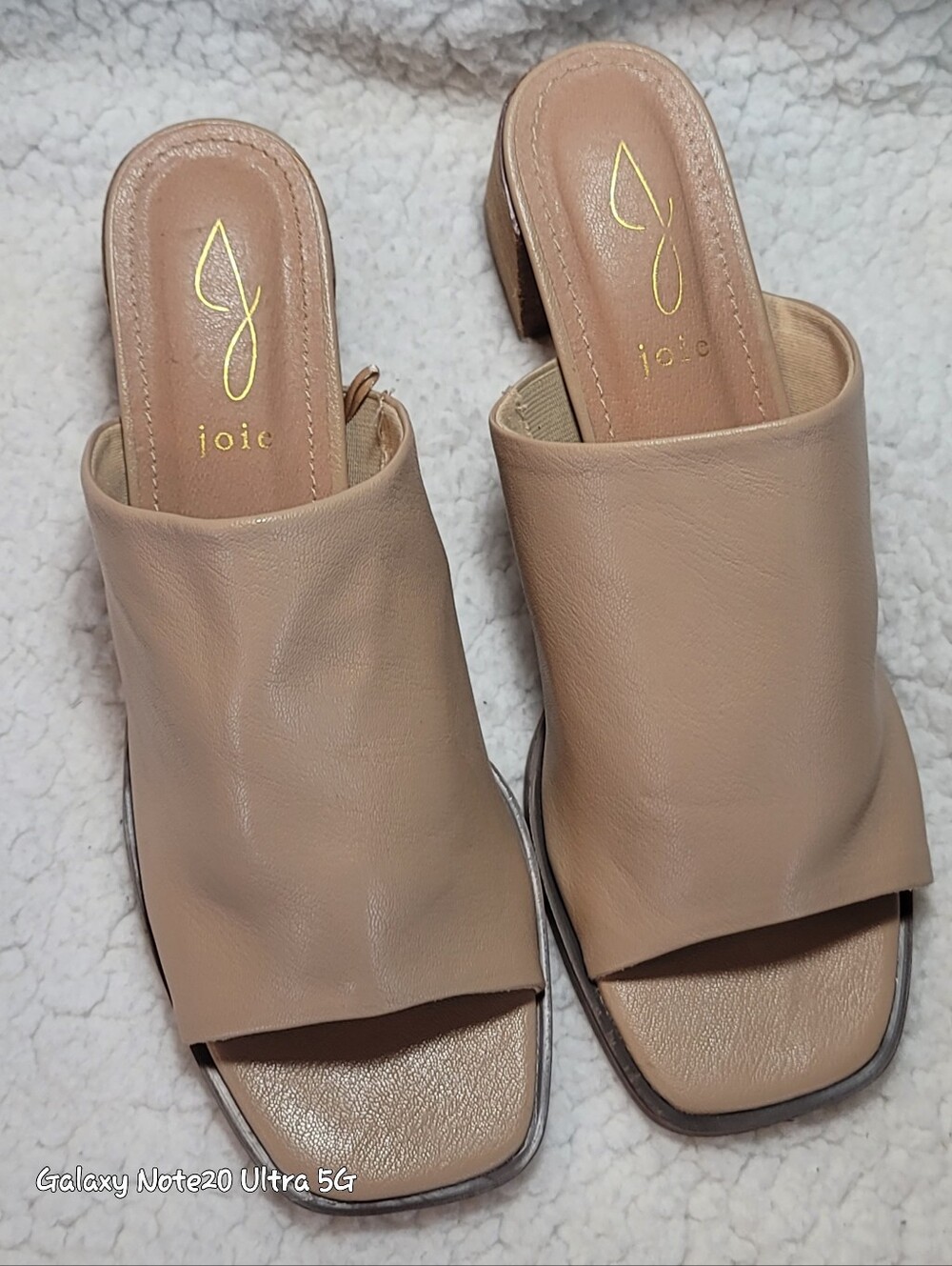 Joie Olympia Tan Leather Block Heel Mule Sandals Like New Sz-9